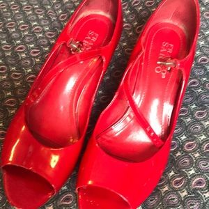 Franco Sarto red wedge heels